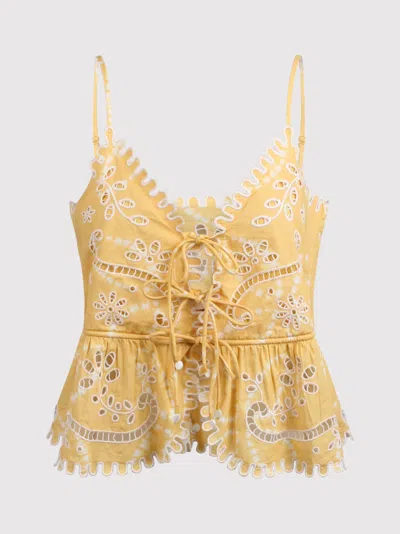 Sea New York Liat Top With Floral Embroidery In Yellow