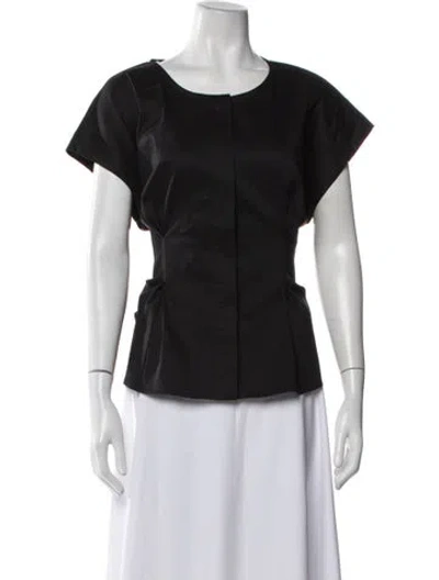 Pre-owned Sea New York Linen Crew Neck Blouse In Black