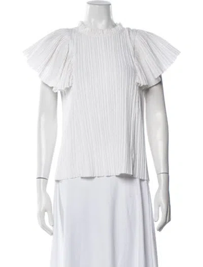 Pre-owned Sea New York Linen Crew Neck Blouse In White