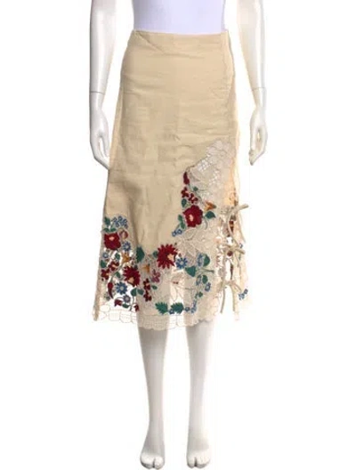 Pre-owned Sea New York Linen Midi Length Skirt W/ Tags In Neutral