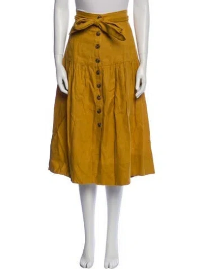 Pre-owned Sea New York Linen Midi Length Skirt In Yellow