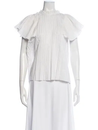 Pre-owned Sea New York Linen Mock Neck Blouse In Neutral
