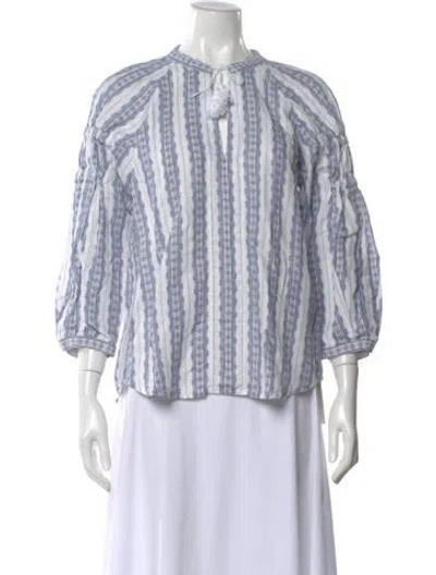 Pre-owned Sea New York Linen Printed Blouse In White