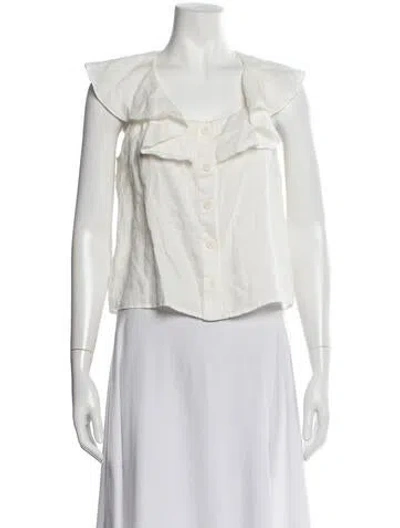 Pre-owned Sea New York Linen Scoop Neck Blouse In White