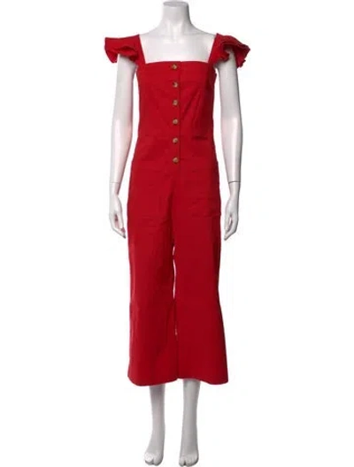 Pre-owned Sea New York Linen Square Neckline Jumpsuit In Red