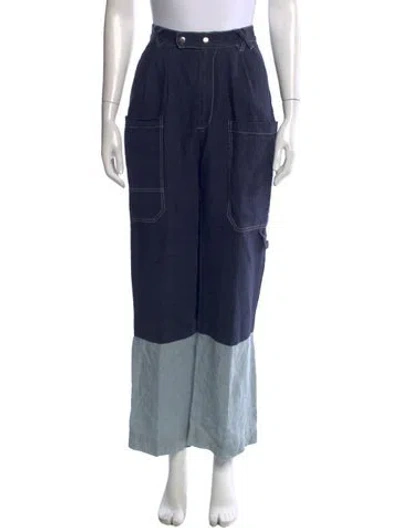 Pre-owned Sea New York Linen Wide Leg Pants In Blue