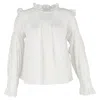Sea New York Long Sleeve Ruffled Blouse In White Cotton In White