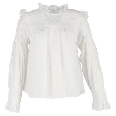 Sea New York Long Sleeve Ruffled Blouse In White Cotton