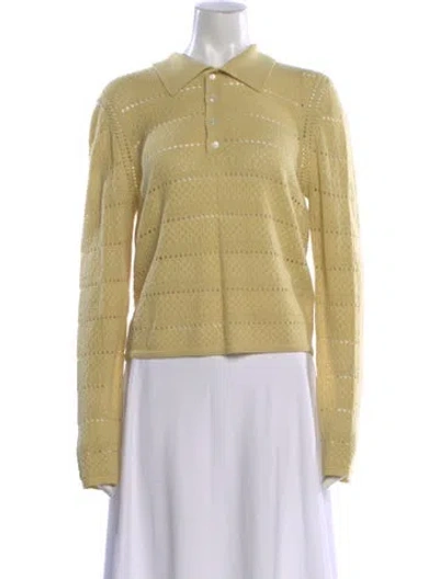 Pre-owned Sea New York Merino Wool Long Sleeve Polo In Neutral