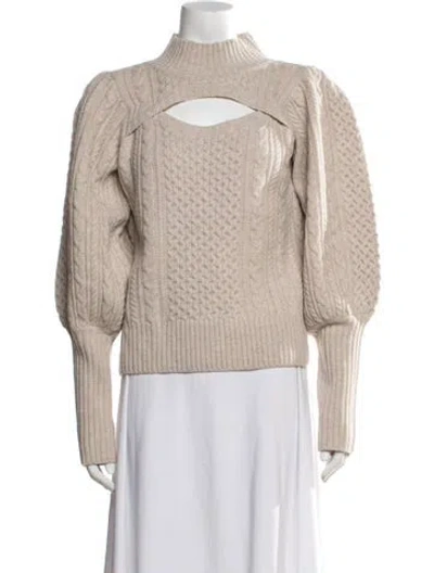 Pre-owned Sea New York Merino Wool Mock Neck Sweater In Neutrals