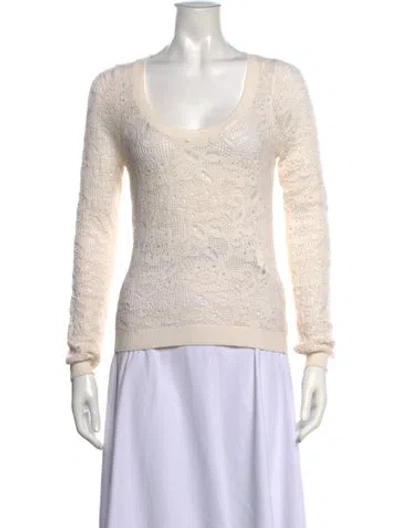 Pre-owned Sea New York Merino Wool Patterned Sweater In White