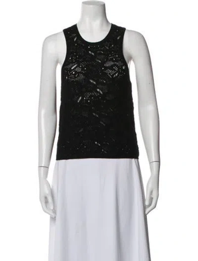 Pre-owned Sea New York Merino Wool Patterned Top In Black