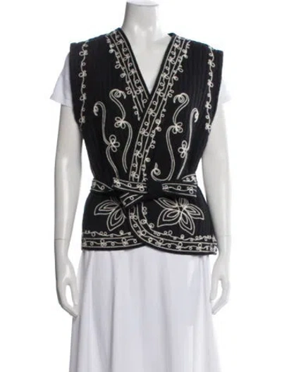 Pre-owned Sea New York Merino Wool Patterned Vest In Black