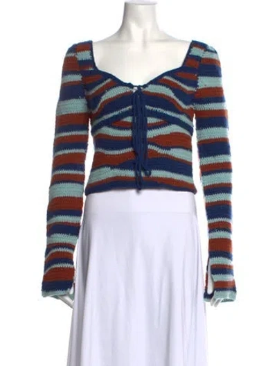 Pre-owned Sea New York Merino Wool Striped Sweater In Blue