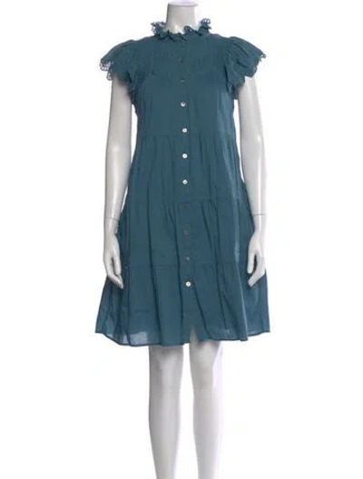 Pre-owned Sea New York Mock Neck Knee-length Dress In Blue