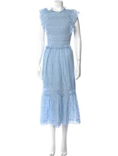 Pre-owned Sea New York Mock Neck Long Dress In Blue