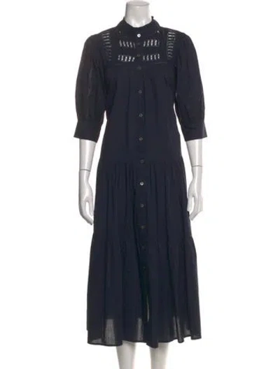 Pre-owned Sea New York Mock Neck Long Dress In Blue