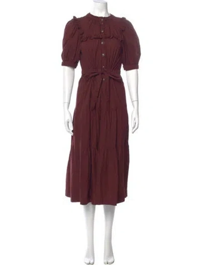 Pre-owned Sea New York Mock Neck Long Dress In Red