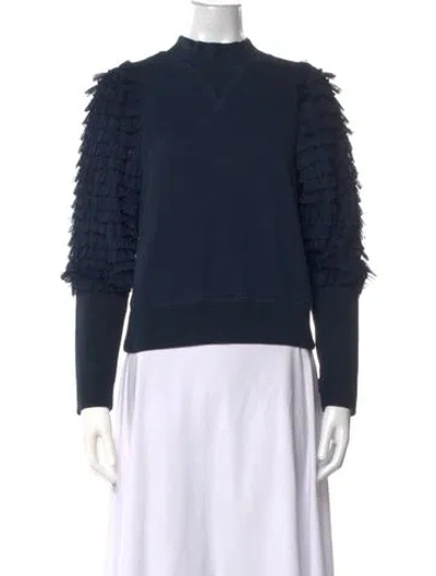 Pre-owned Sea New York Mock Neck Long Sleeve Sweatshirt In Blue
