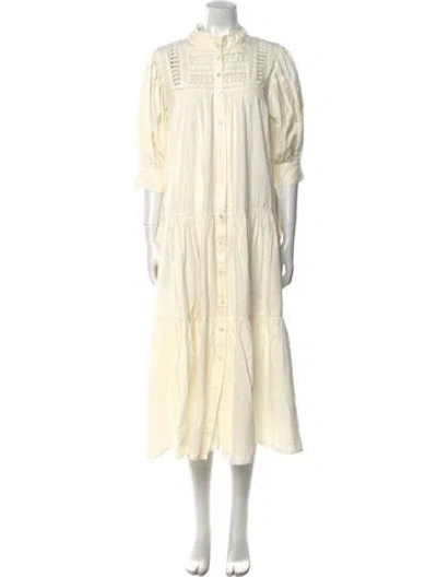 Pre-owned Sea New York Mock Neck Midi Length Dress In Neutral
