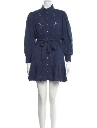 Pre-owned Sea New York Mock Neck Mini Dress In Blue