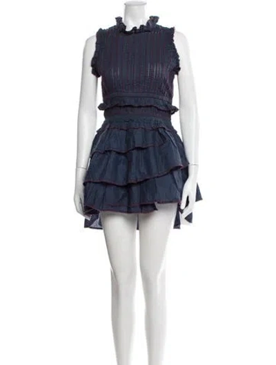 Pre-owned Sea New York Mock Neck Mini Dress In Blue