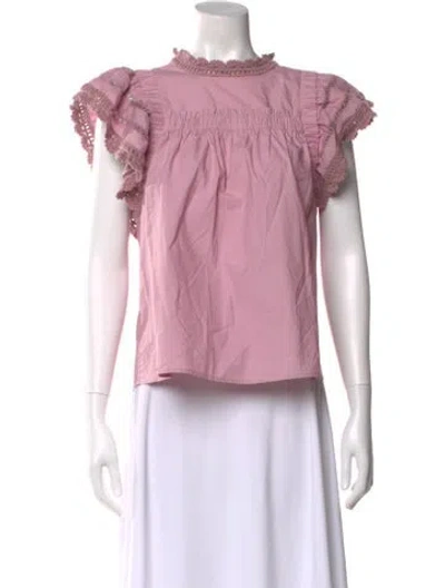 Pre-owned Sea New York Mock Neck Short Sleeve Blouse In Purple