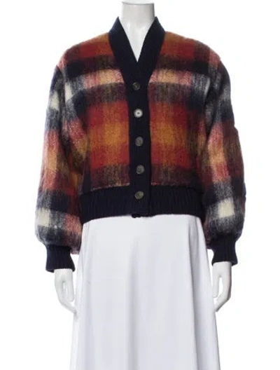 Pre-owned Sea New York Mohair Plaid Print Bomber Jacket In Blue