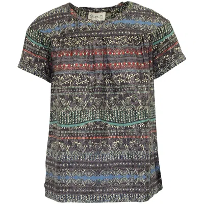 Sea New York Multi-abstract Print Top In Multicolor Silk In Black