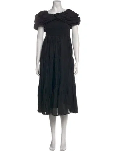 Pre-owned Sea New York Off-the-shoulder Midi Length Dress In Black
