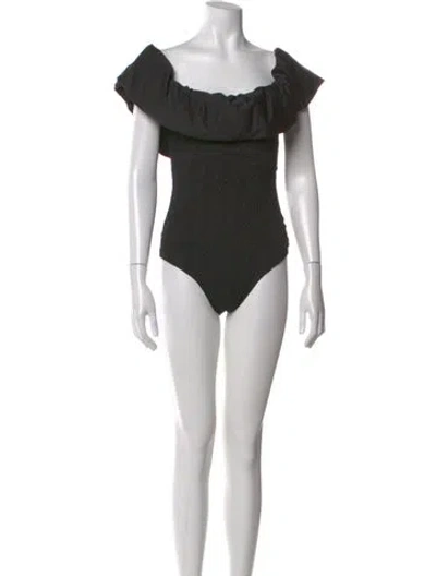 Pre-owned Sea New York Off-the-shoulder Short Sleeve Bodysuit W/ Tags In Black