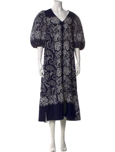 Pre-owned Sea New York Paisley Print Midi Length Dress In Blue