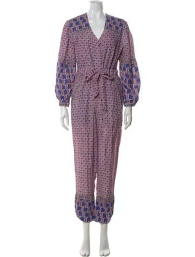 Pre-owned Sea New York Paisley Print V-neck Jumpsuit In Purple
