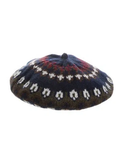 Pre-owned Sea New York Pattern Print Wool Beret Hat W/tags In Blue
