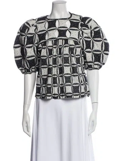 Pre-owned Sea New York Patterned Crew Neck Top In Black