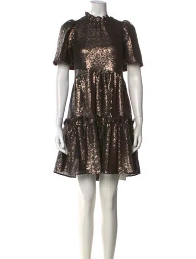 Pre-owned Sea New York Patterned Mini Dress In Brown