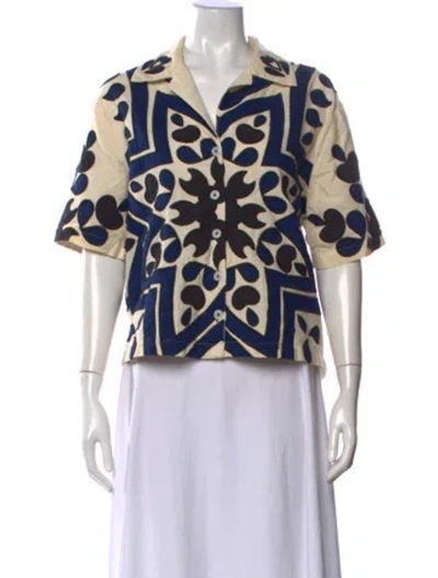 Pre-owned Sea New York Patterned Short Sleeve Top In Neutral