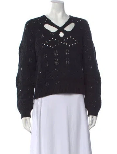 Pre-owned Sea New York Patterned V-neck Sweater In Black