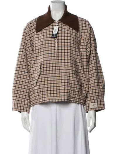 Pre-owned Sea New York Plaid Print Bomber Jacket W/ Tags In Brown