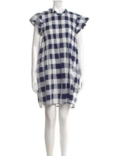 Pre-owned Sea New York Plaid Print Knee-length Dress In Blue