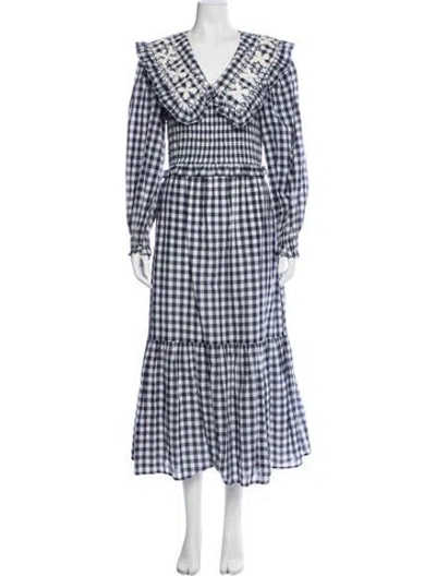 Pre-owned Sea New York Plaid Print Long Dress In Blue