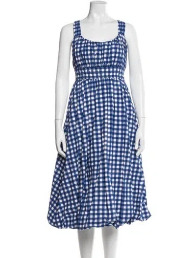 Pre-owned Sea New York Plaid Print Midi Length Dress In Blue