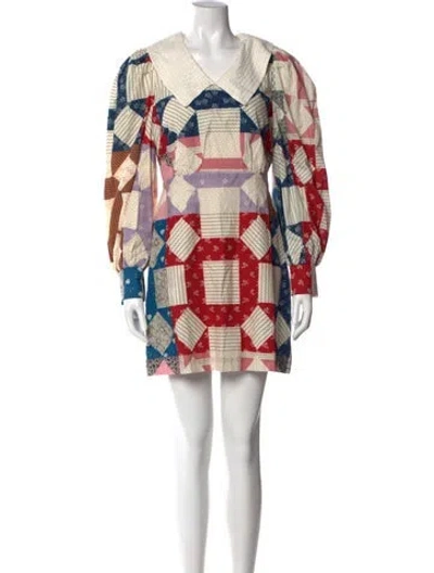 Pre-owned Sea New York Plaid Print Mini Dress W/ Tags In Neutral