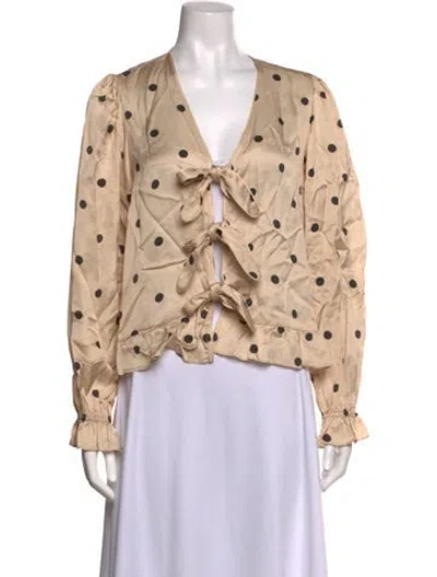 Pre-owned Sea New York Polka Dot Print V-neck Sweater W/ Tags In Neutrals