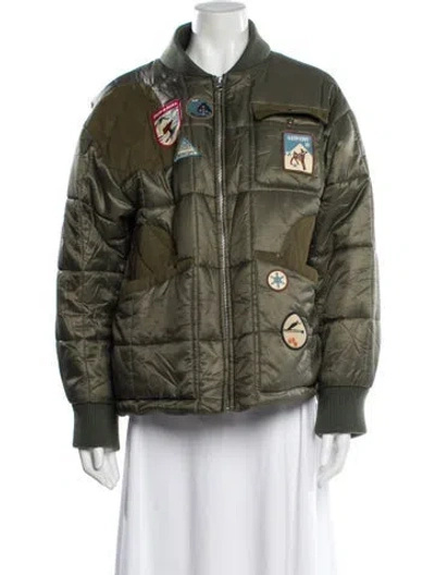 Pre-owned Sea New York Printed Bomber Jacket In Green