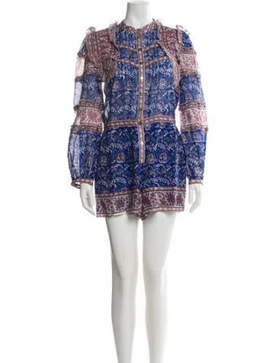 Pre-owned Sea New York Printed Crew Neck Romper In Blue