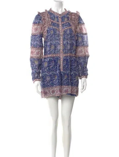 Pre-owned Sea New York Printed Crew Neck Romper In Blue