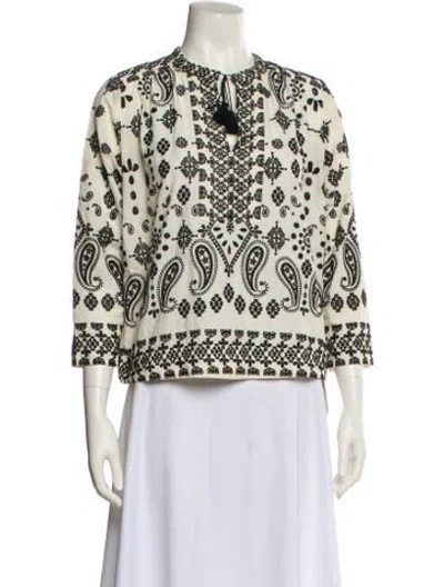 Pre-owned Sea New York Printed Crew Neck Tunic In White