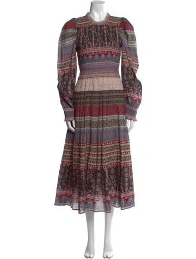 Pre-owned Sea New York Printed Long Dress In Black