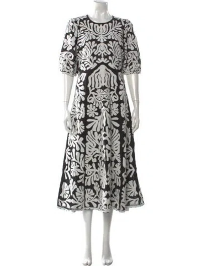 Pre-owned Sea New York Printed Long Dress In Black